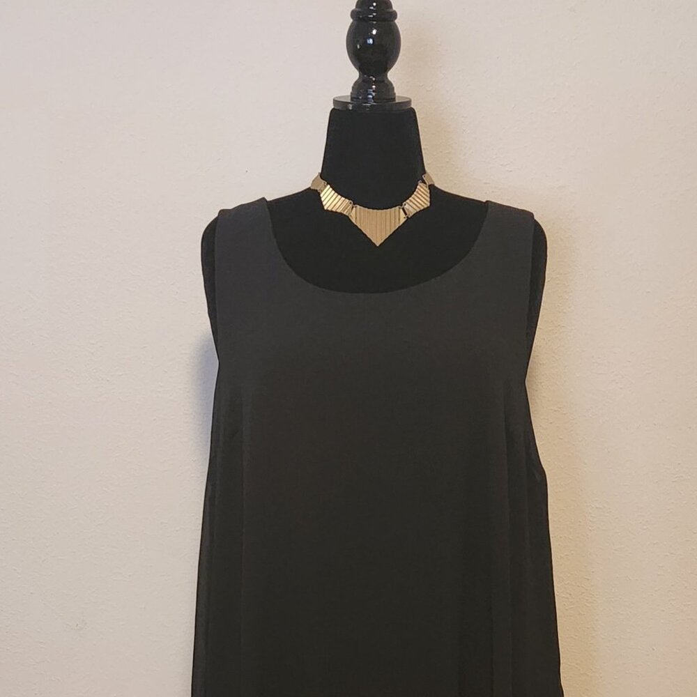 Torrid Black Sleeveless High-Low Chiffon Dress Plus Size 3 Sheer Overlay